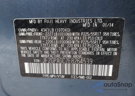 2014 Subaru Xv Crosstrek 2.0I Limited from USA, damaged, VIN JF2GPAGC2E8264539
